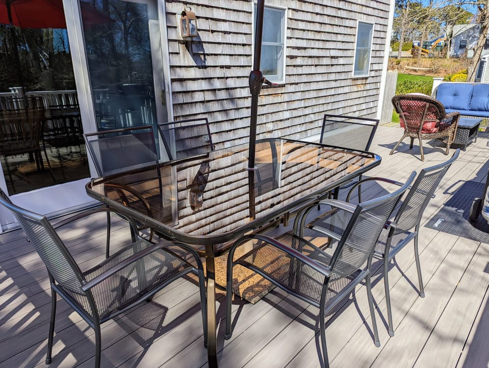 Our new deck has room for dining and lounging