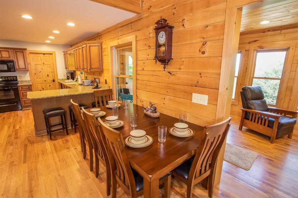 Kitchen and Dining for 8 Viewed from Living Room - Total Dining Seats 12