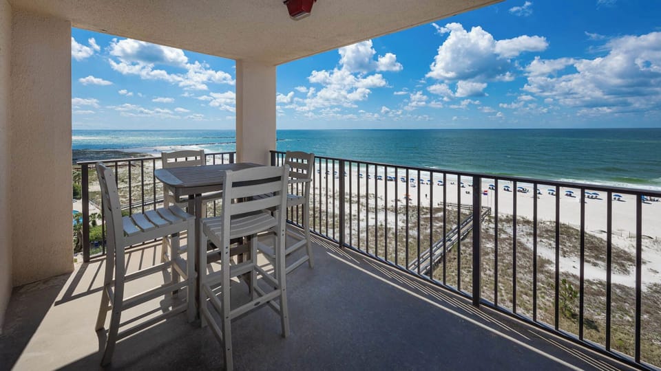 Enjoy meals or drinks while taking in the beautiful beachfront views and fresh gulf air