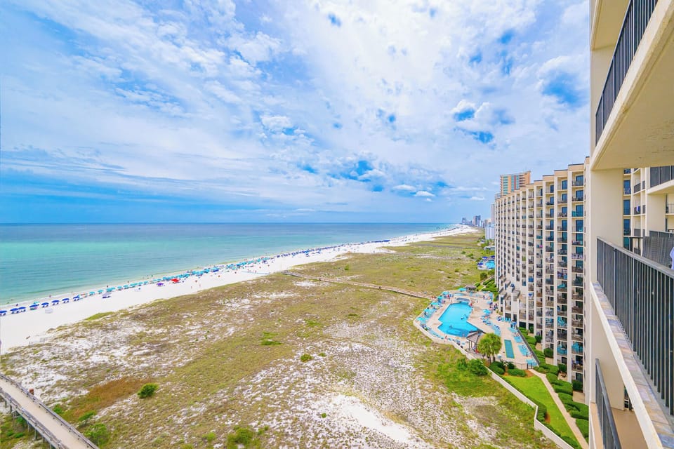 Endless beach views from this balcony