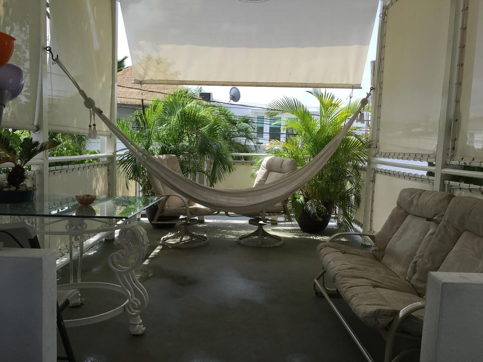 balcony and eating area.