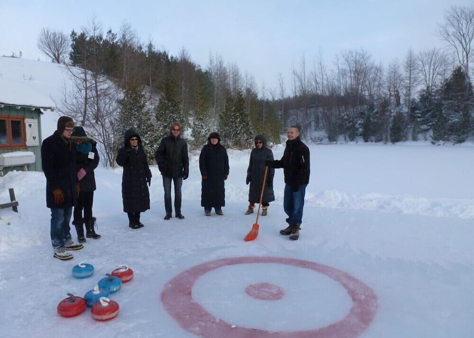 Curling on pond