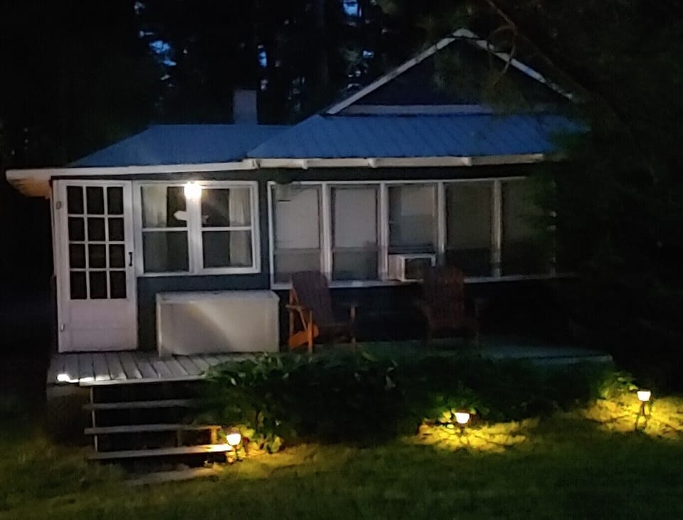 Night time shot of Front Deck from North Kahshe Lake road 