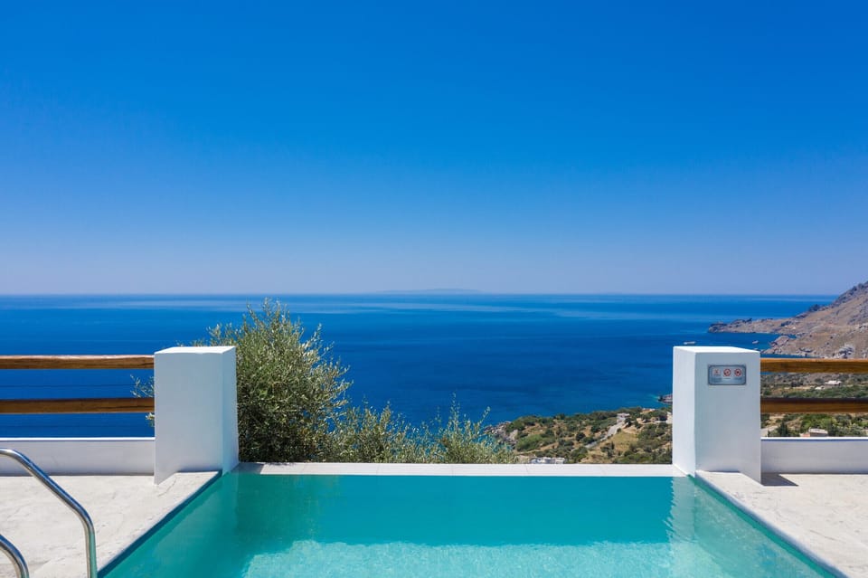 Swimming pool area of Incredible sea view, private pool, near tavern, Plakias, Crete