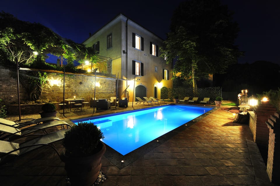 Main view of the villa (at night)