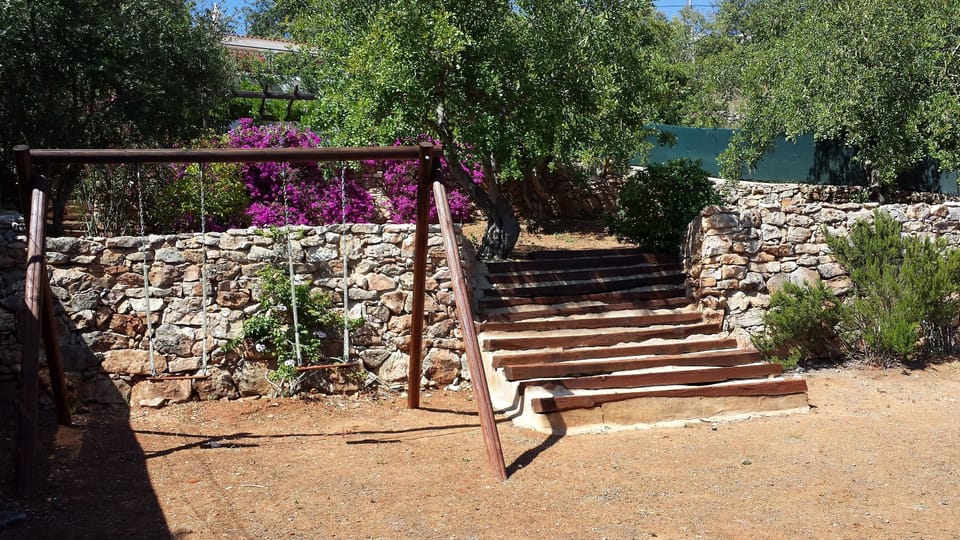 Twin swings in the garden