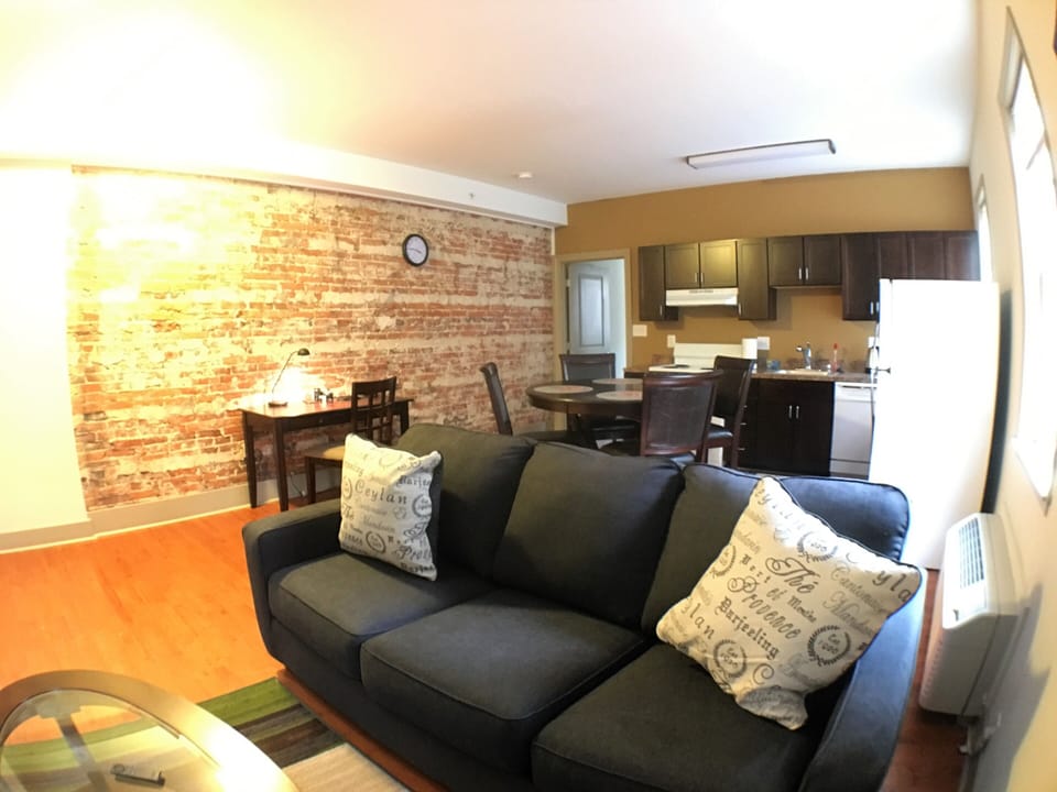 Exposed brick by the Living room
