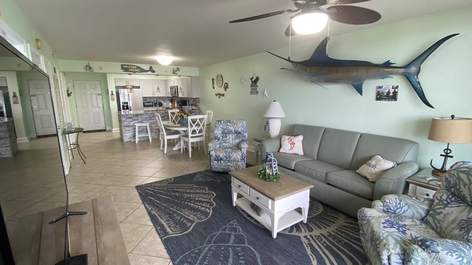 Living room and kitchen