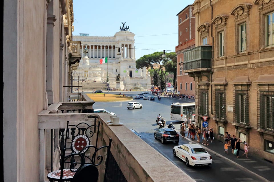 View from the balcony, amazing view of the city. Vittoriano-national monument!