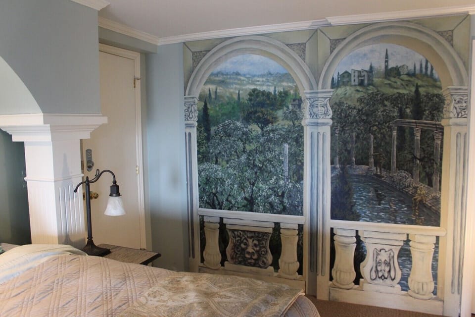 View of wall murals in bedroom