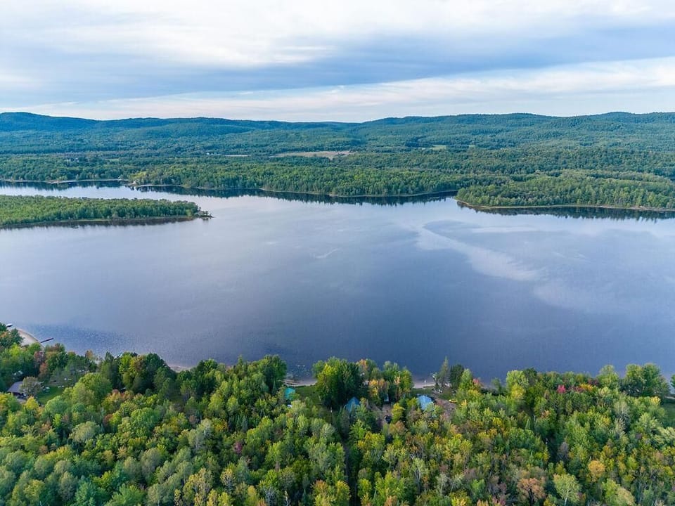 A view from above the Ottawa River facing the north.  