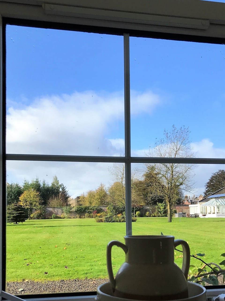 View from the kitchen to the Walled Garden