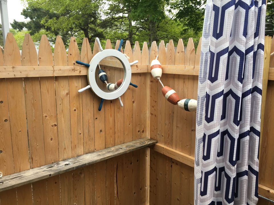 Outdoor shower and changing area