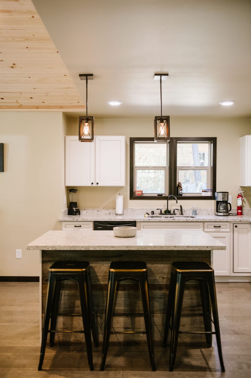 Kitchen island with 3 bar stools