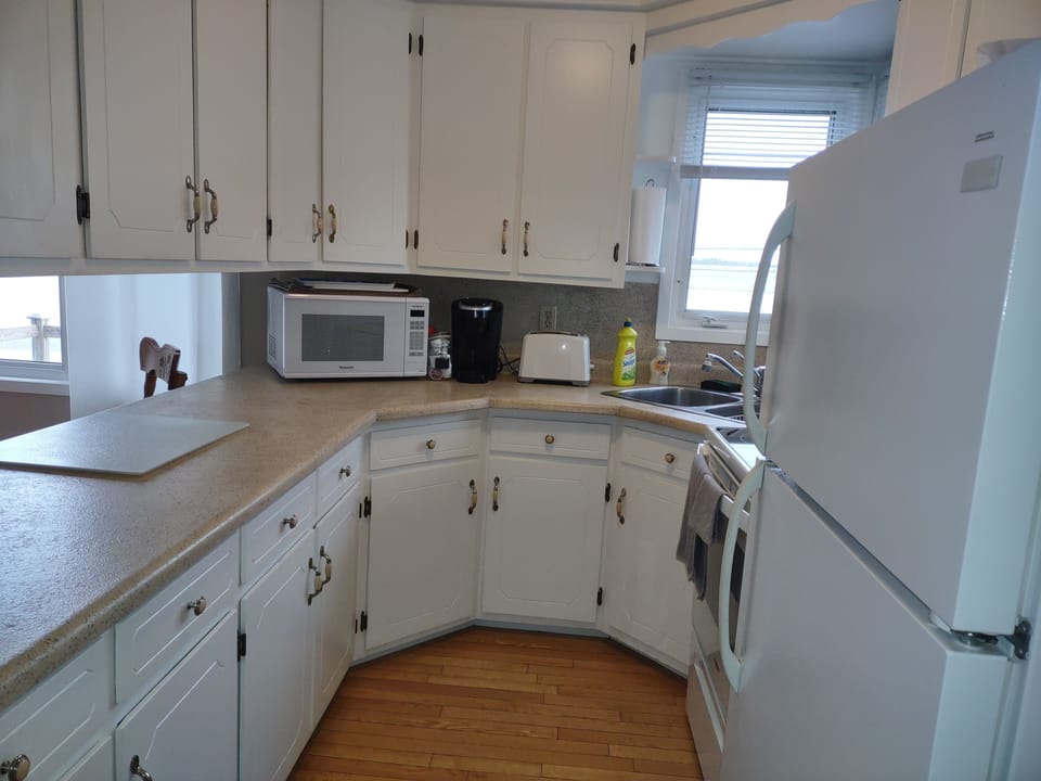 kitchen cupboards and fridge