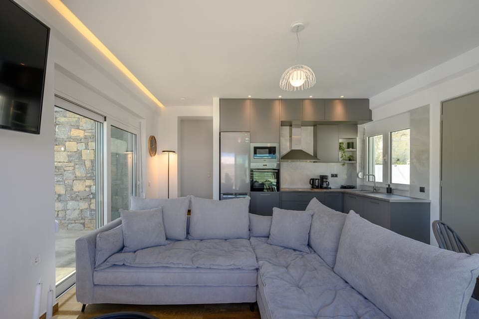 KalostousVillas,living,room,kitchen,TV