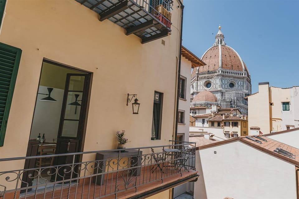 Balcony and dining area viewed from the living room window.