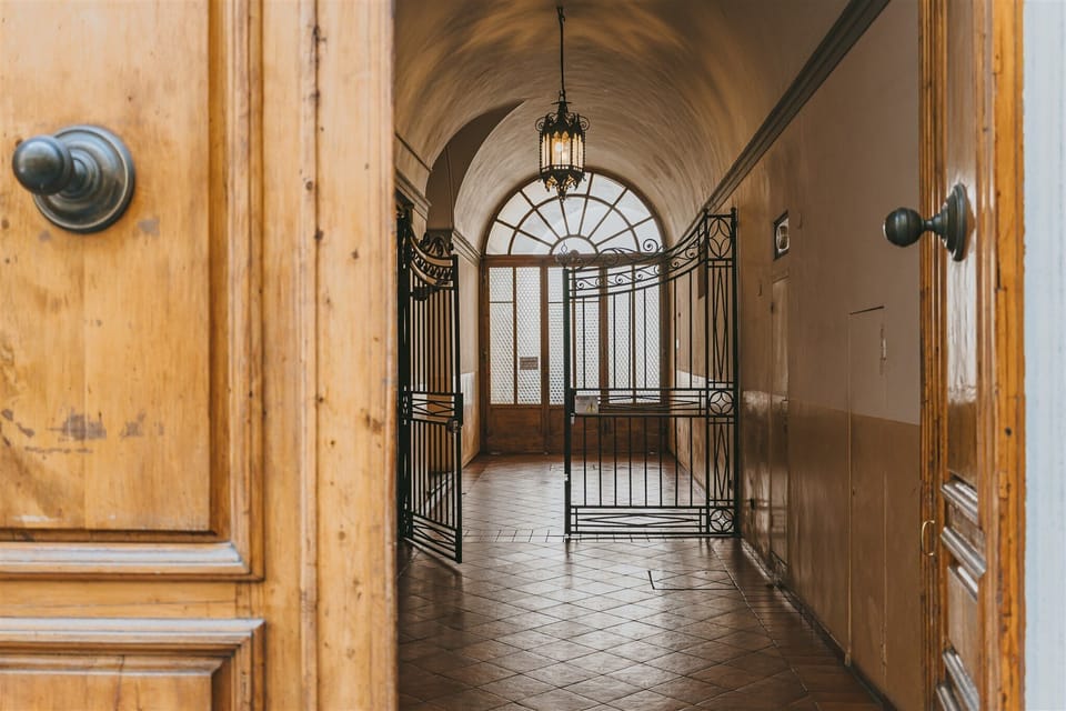 Building front door and gate 
