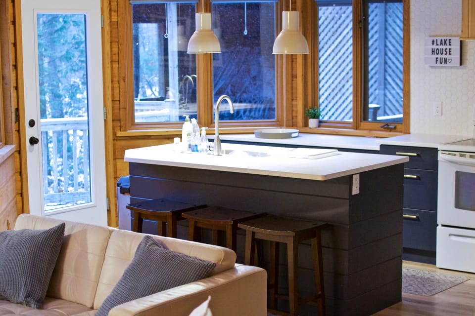 Kitchen Island seats three.