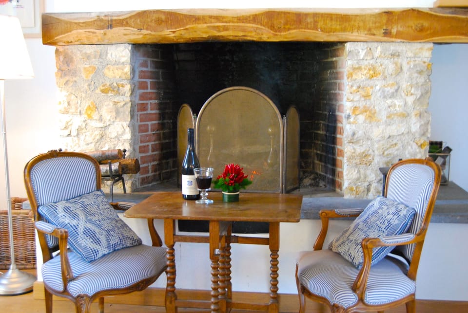 Stone fireplace