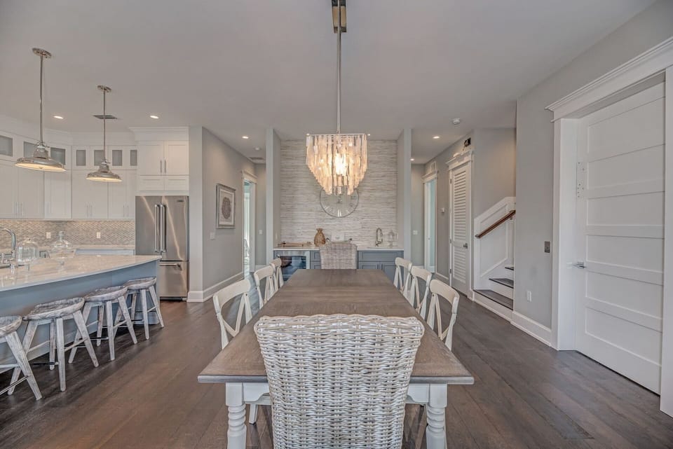 Dining table with seating for 8