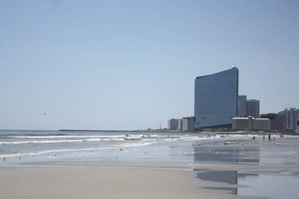 Panoramic view of Atlantic City from your place on the beach