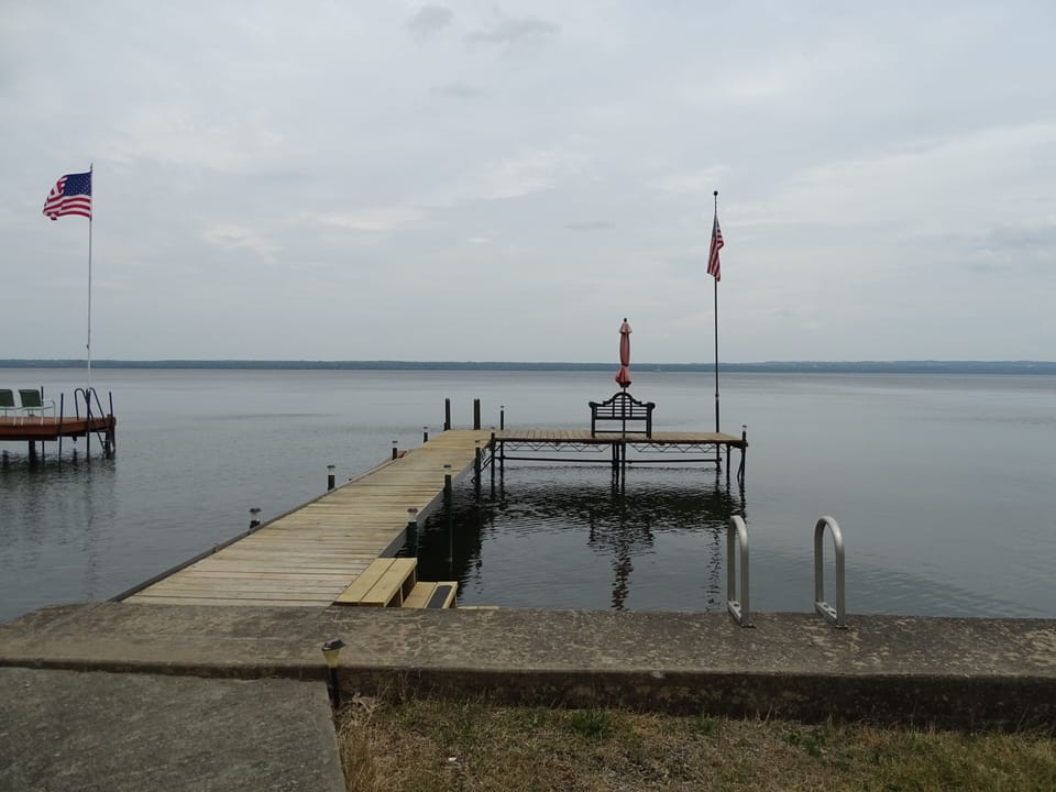 Stable dock for your boat or grab a chair and relax!