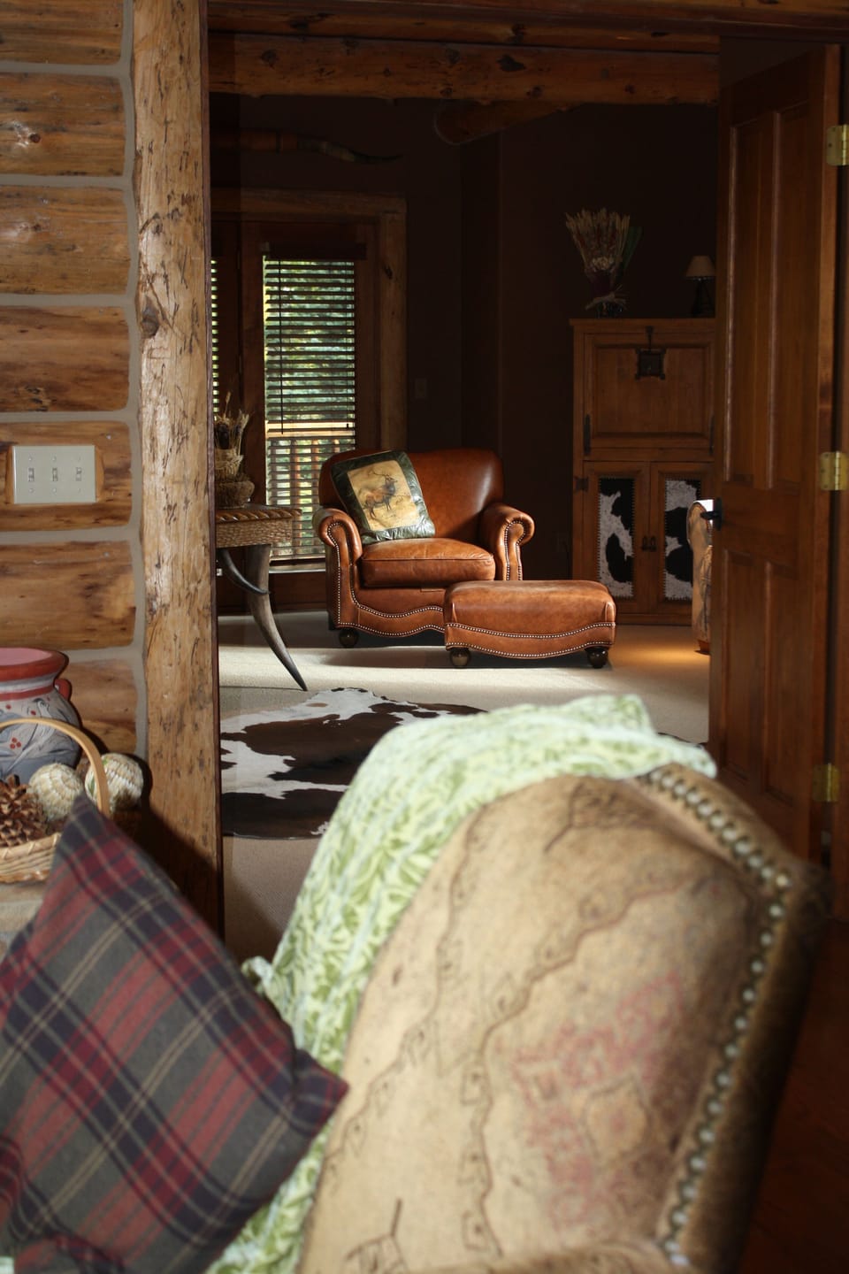 Den from living room with TV