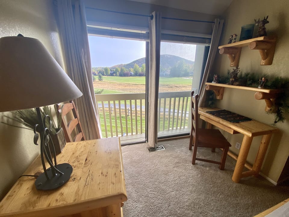 Primary Bedroom office nook overlooking the golf course.
