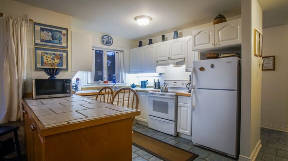 Fully equipped kitchen -dishwasher, microwave, fridge, dishes, pots, pans, mixer, soap, dish cloths - just bring your food