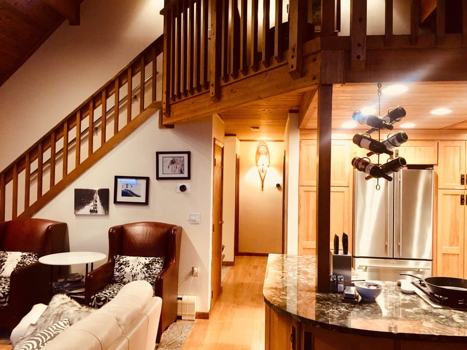 open loft with soaring high ceilings