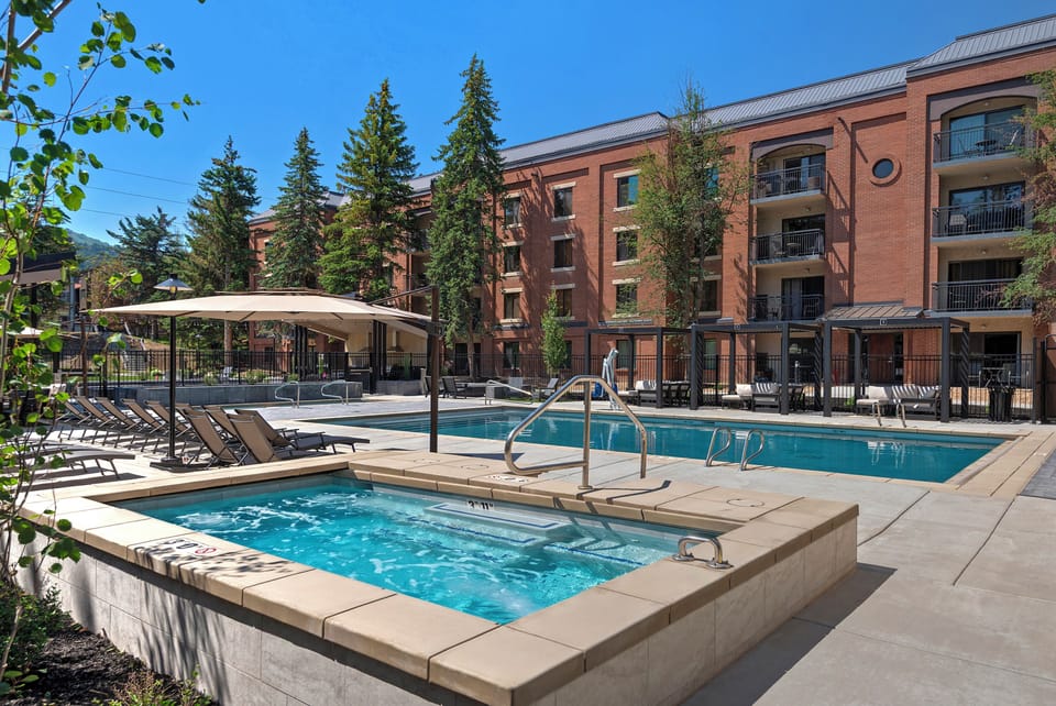 One of the Park Station hot tubs and pool