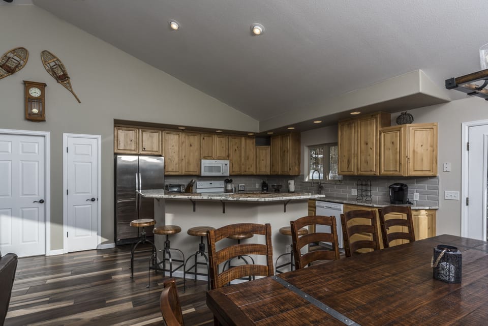 Kitchen with seating for 5 at the island. 