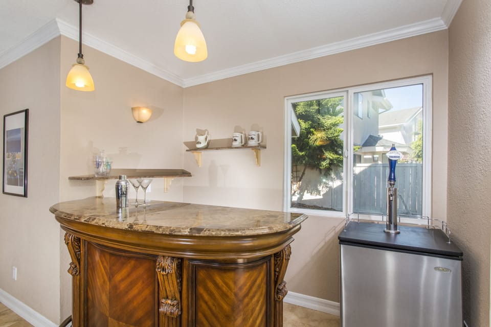 Free-Standing Bar in Family Room, kegerator not avaiable