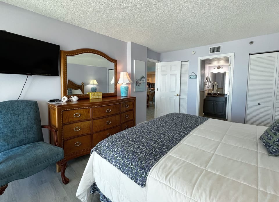 View of the master bedroom into the private attached bathroom. - View of the master bedroom into the private attached bathroom.
