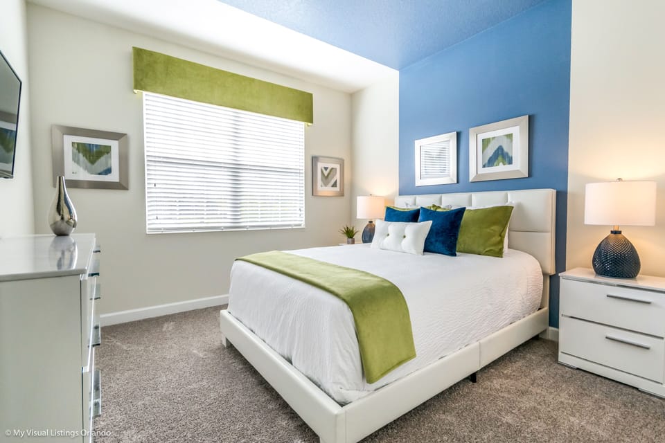 Sleep in elegance: Our bedroom features a luxurious king-size bed and Smart TV with Netflix.