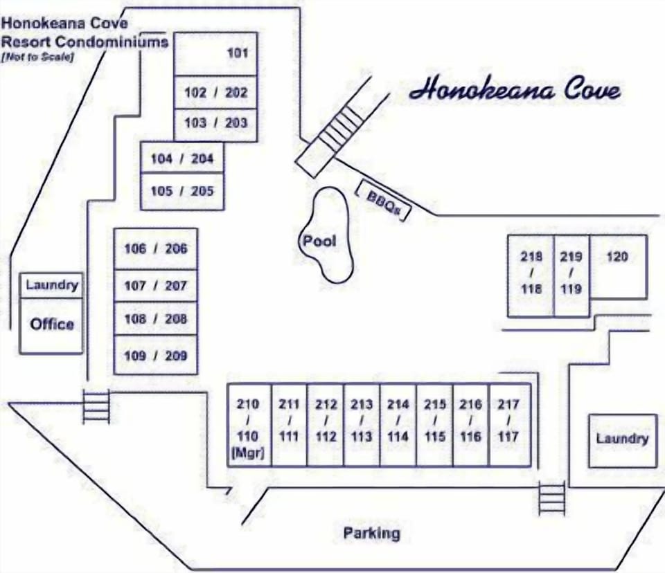 Site Plan - Location of Units - Unit #108 is on the ground floor.