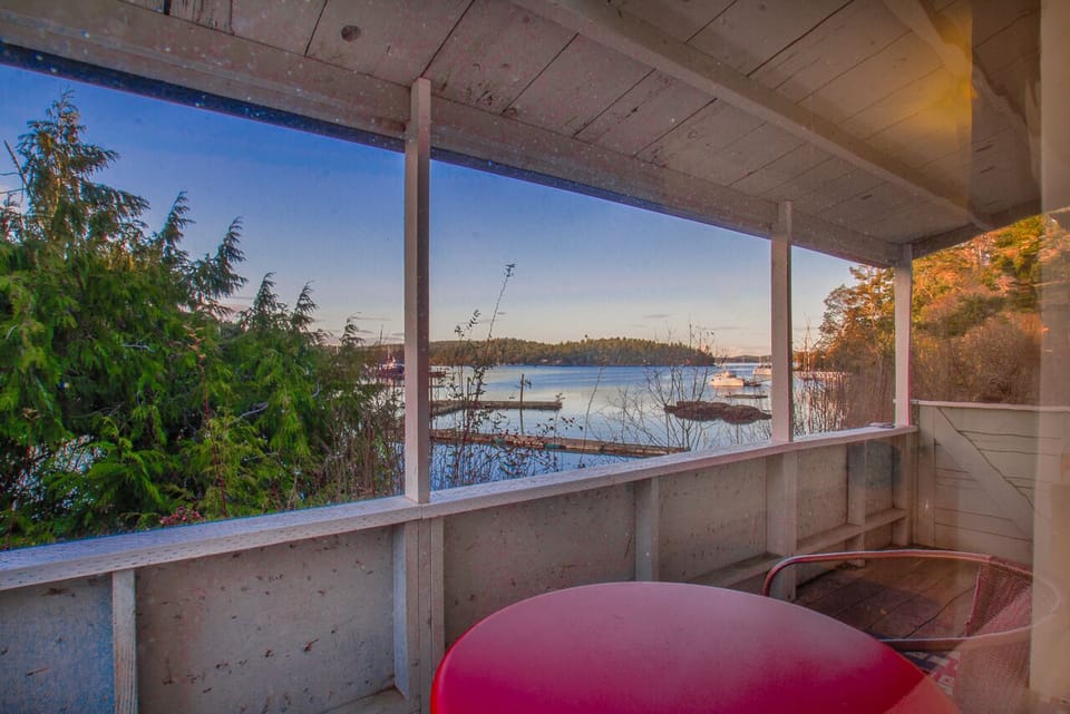 View of Shipyard Cove from porch seating area.
