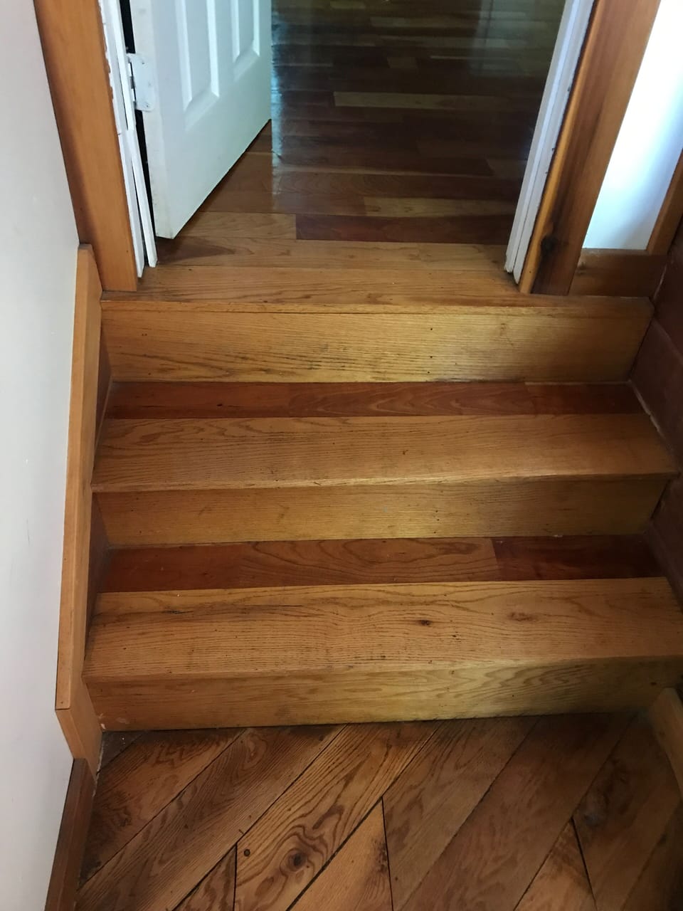 Stairs from living room to upstairs bedroom