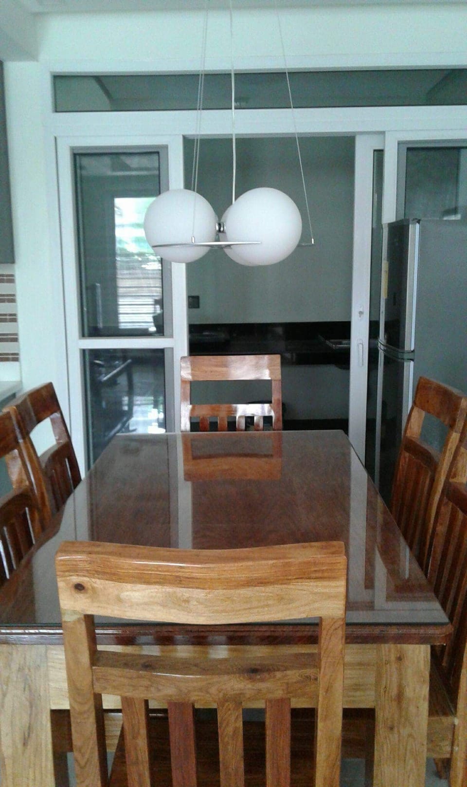 Enjoying dinner with a very homey dining area