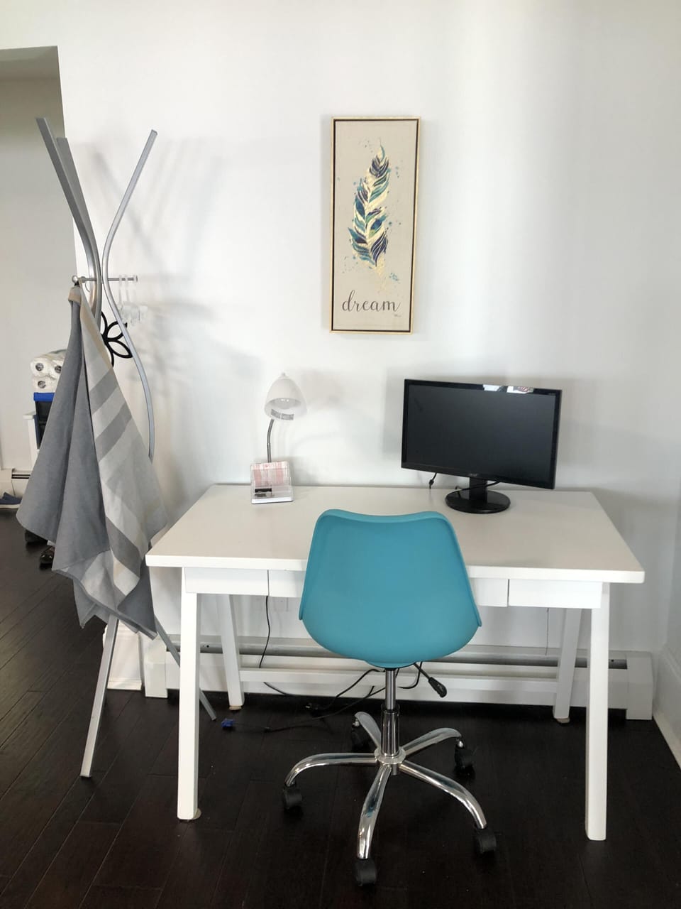 Desk with monitor