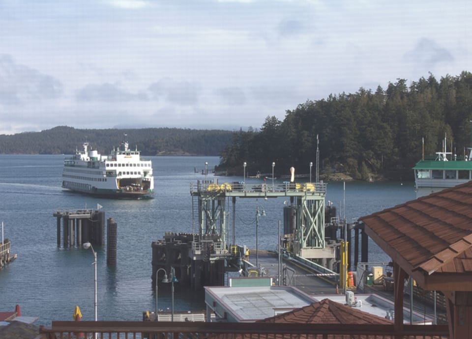 Watch the ferries come and go from porch