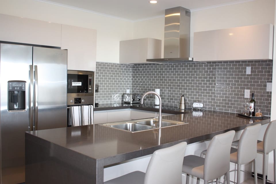 New modern kitchen with European appliances. 