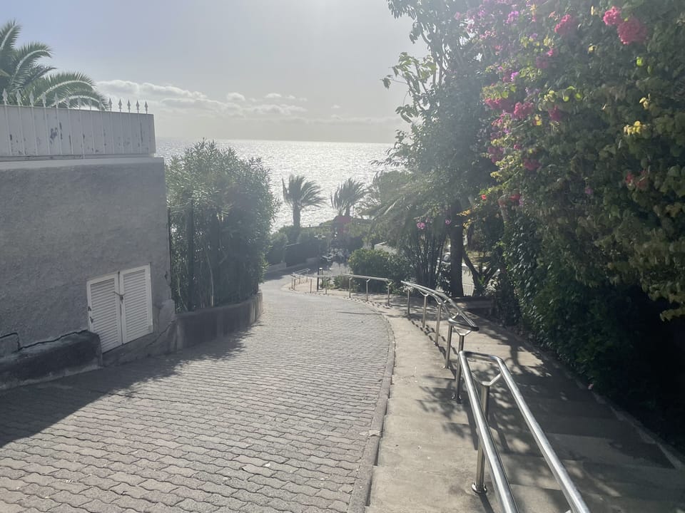 Pathway to the sea and public pool