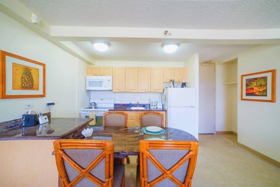 Dining table with 4 chairs perfect for shared meals.