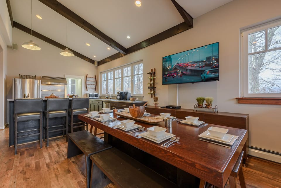 Dining Table Seats 10 with Additional Seating for 3 More at the Bar