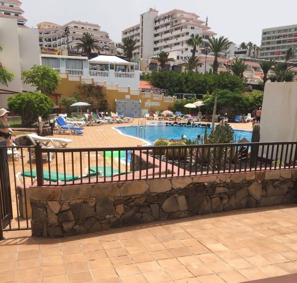 View from entrance to pool area