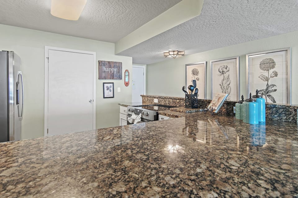 Kitchen with granite countertops