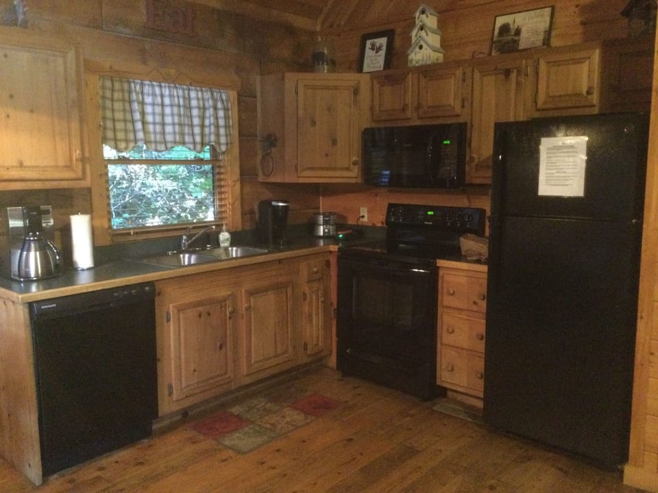 Fully stocked kitchen with new appliances.