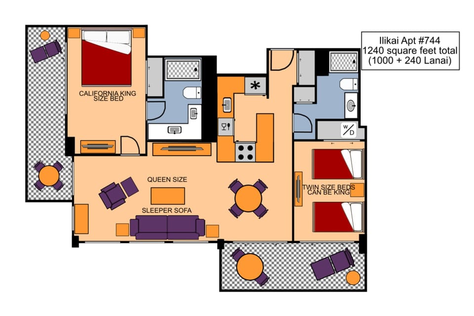 Ilikai #744 Floor Plan